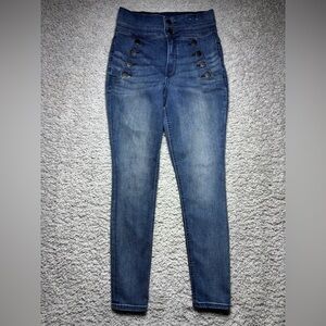 Express Jeans Womens 0 Super High Rise Sailor Buttons Perfect Curves Stretch